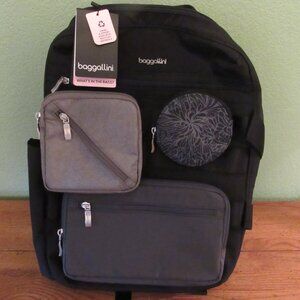 Brand New w/Tags Baggallini Black Snap & Go Modular Travel Backpack Bag Tote